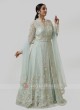 Net Indo Western gown In Pista Green